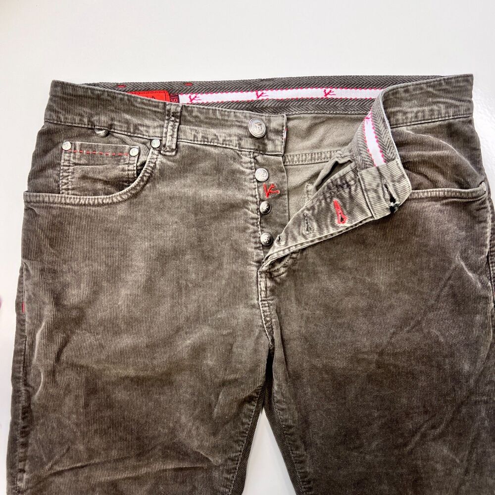 Isaia Napoli Corduroy 5 Pocket Pants 50R 35x29 Italy Brown